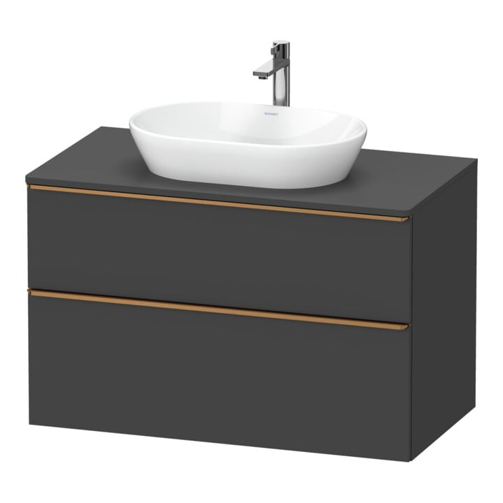 Duravit Meuble sous lavabo D-Neo 100x55 cm, gris mat, 2 tiroirs, 1 porte, 1 étagère