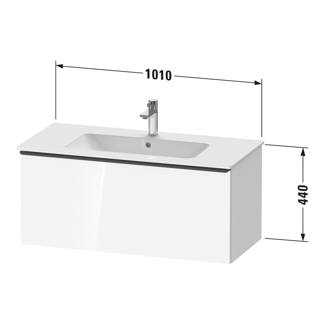 Duravit Meuble sous-lavabo D-Neo 101x46,2 cm, chrome/lin, 1 tiroir, suspendu