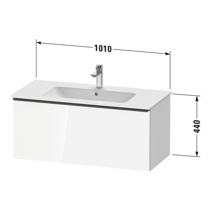 Duravit Meuble sous-lavabo D-Neo 101x46,2 cm, gris perle/blanc œuf, 1 tiroir, suspendu