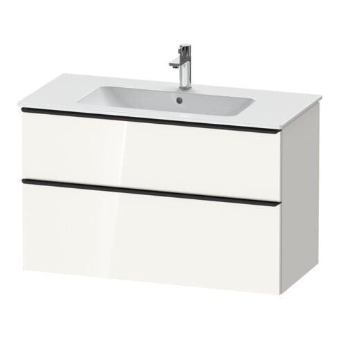 Duravit Meuble sous-lavabo D-Neo 101x46,2 cm, noir/blanc brillant, 1 tiroir, 1 coulissant
