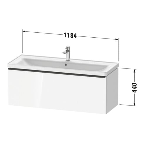 Duravit Meuble sous-lavabo D-Neo 118,4x45,2x44 cm, 1 tiroir, blanc, chêne noir