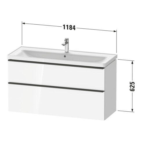 Duravit Meuble sous lavabo D-Neo 118,4x45,2x62,5 cm, 2 tiroirs, wd, b geb/Gra ma