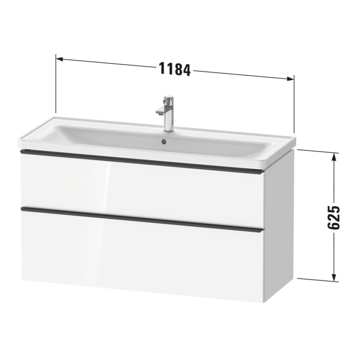 Duravit Meuble sous-lavabo D-Neo 118,4x45,2x62,5 cm, 2 tiroirs, wd, ES geb/Ei N