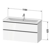 Duravit Meuble sous-lavabo D-Neo 118,4x45,2x62,5cm, 2 tiroirs, wd, noir/lin-4