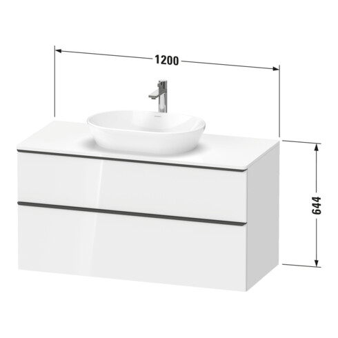 Duravit Meuble sous lavabo D-Neo 120x55 cm, blanc brillant, 2 tiroirs, 1 porte, 1 plan
