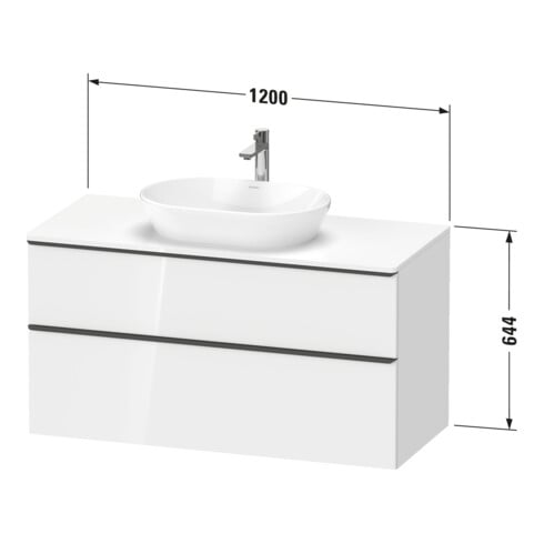 Duravit Meuble sous-lavabo D-Neo 120x55 cm, ch/lin, 2 tiroirs, 1 porte, 1 plan