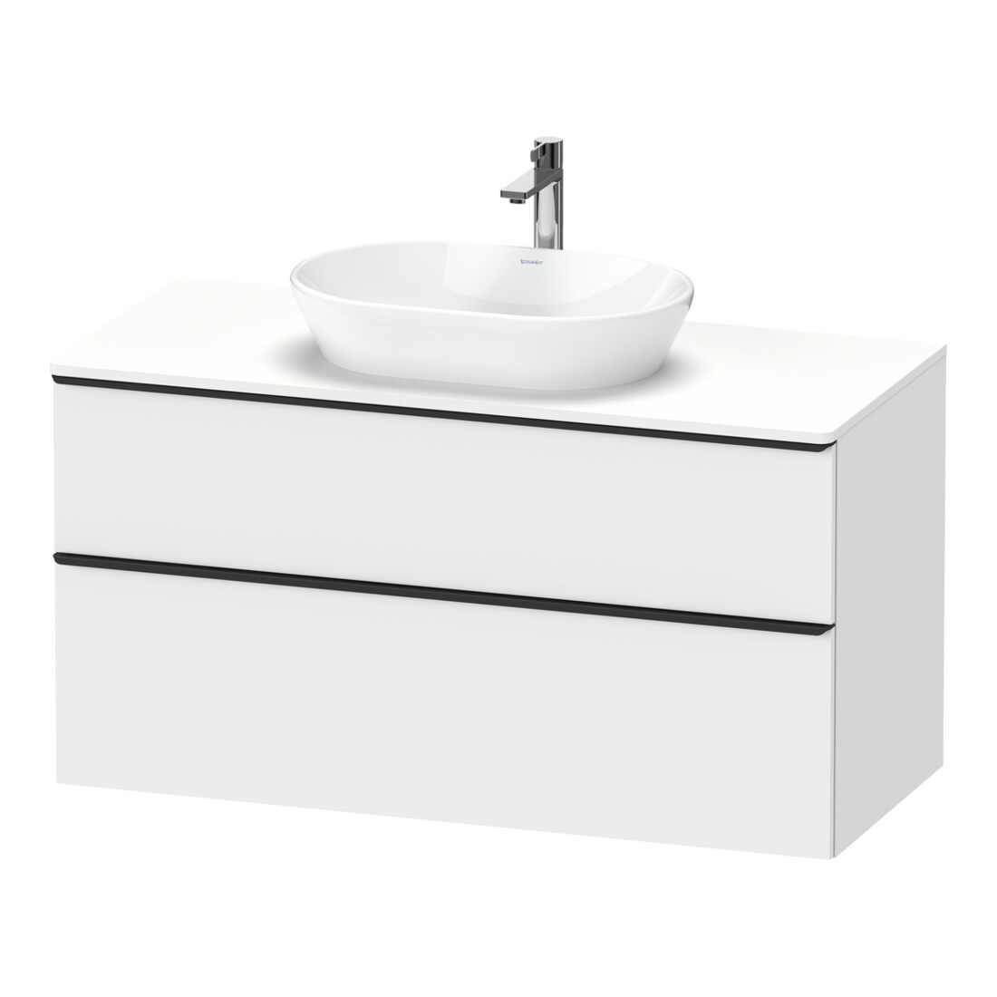 Duravit Meuble sous-lavabo D-Neo 120x55 cm, noir/blanc mat, 2 tiroirs, 1 porte, 1 plan