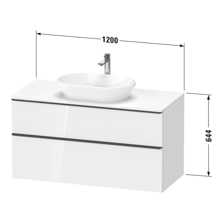 Duravit Meuble sous-lavabo D-Neo 120x55cm, noir/blanc, 2 tiroirs, 1 porte, 1 plan