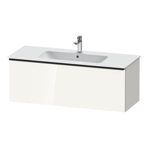 Duravit Meuble sous lavabo D-Neo 121x46,2 cm, noir/blanc brillant, 1 tiroir, suspendu