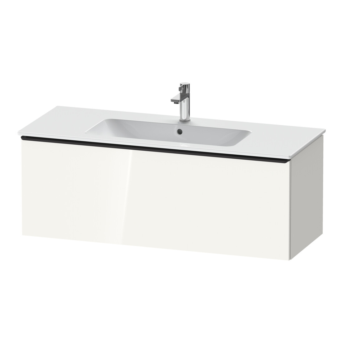 Duravit Meuble sous lavabo D-Neo 121x46,2 cm, noir/blanc brillant, 1 tiroir, suspendu