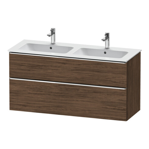 Duravit Meuble sous-lavabo D-Neo 128x46,2 cm, 1 porte, 1 tiroir, chrome/noisette foncé