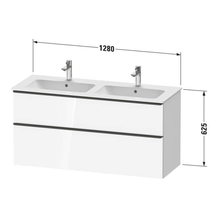 Duravit Meuble sous lavabo D-Neo 128x46,2 cm, 1 porte, 1 tiroir, ES ouvert/Bas ma