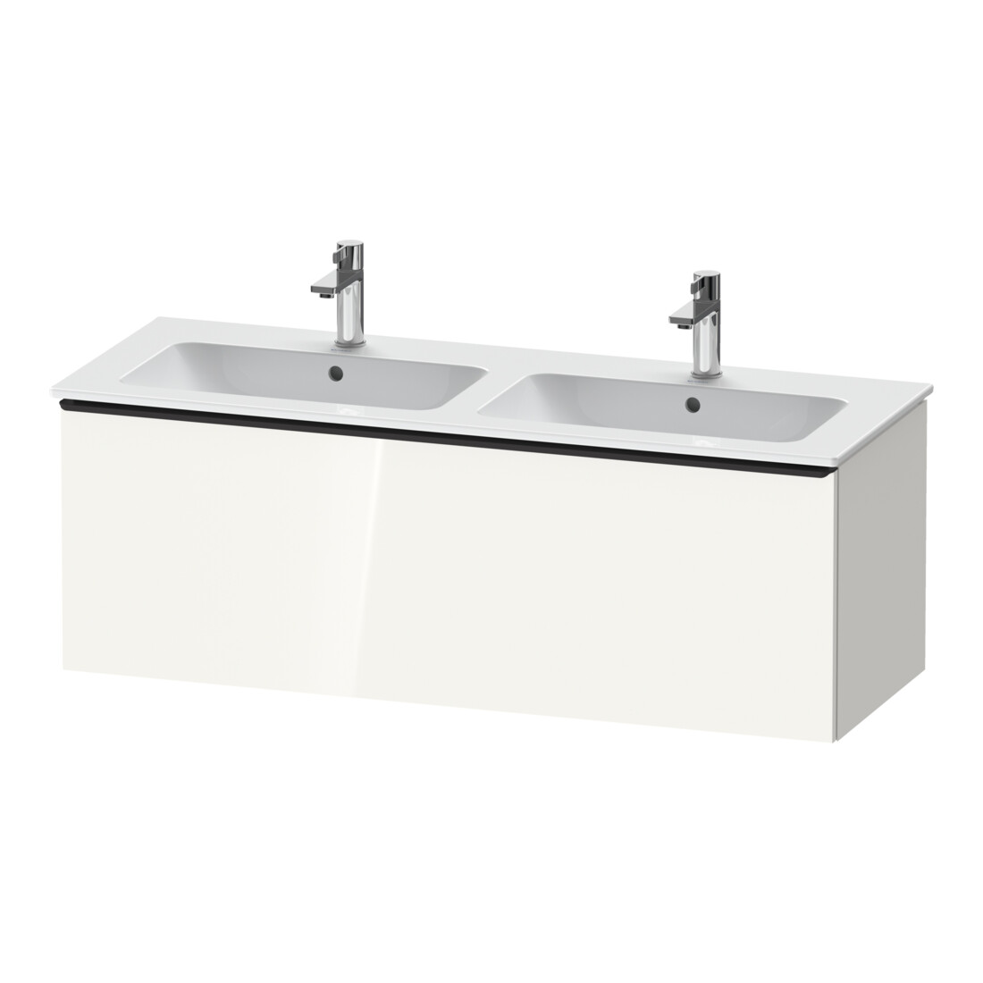 Duravit Meuble sous lavabo D-Neo 128x46,2x44 cm, 1 tiroir, wd, noir/blanc brillant