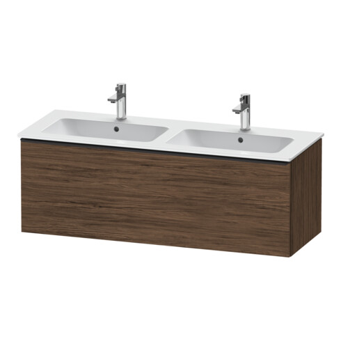 Duravit Meuble sous lavabo D-Neo 128x46,2x44cm, 1 tiroir, blanc/noisette foncé