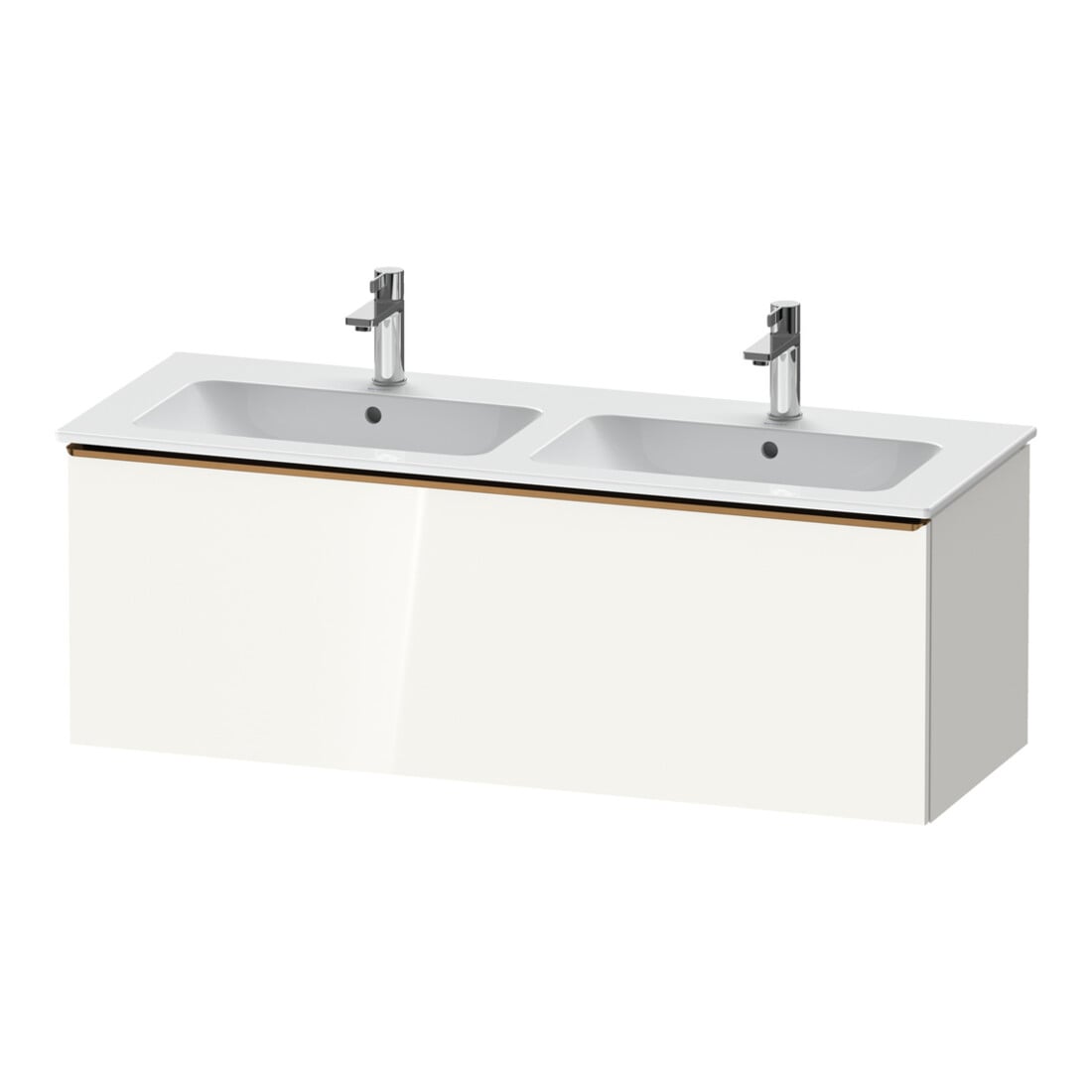Duravit Meuble sous lavabo D-Neo 128x46,2x44cm, 1 tiroir, bois, bronze brillant/blanc brillant
