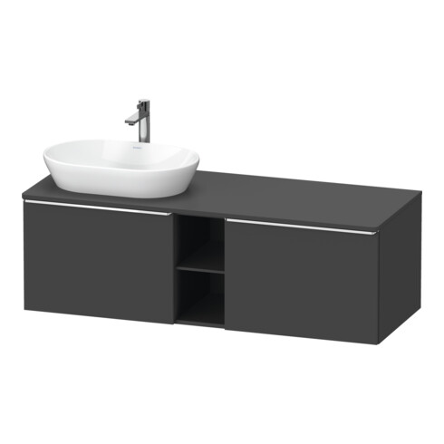 Duravit Meuble sous lavabo D-Neo 140x55 cm, 2 tiroirs, 1 porte, B gauche, chr/Grap ma
