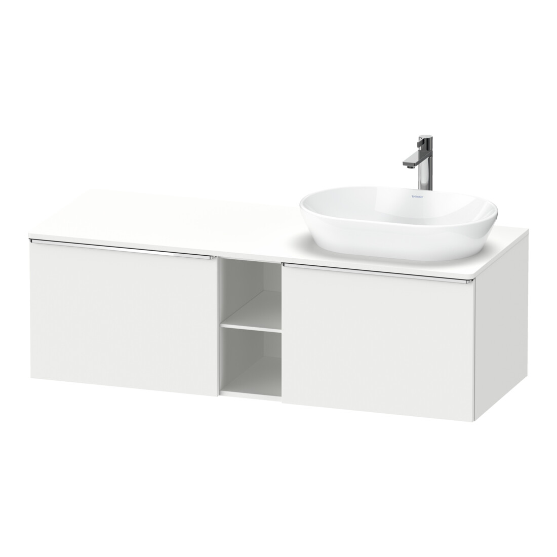 Duravit Meuble sous lavabo D-Neo 140x55 cm, 2 tiroirs, 1 porte, bec. droite, chr/blc ma
