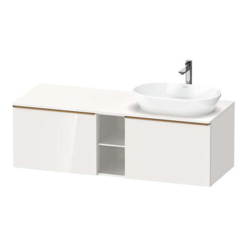 Duravit Meuble sous lavabo D-Neo 140x55 cm, 2 tiroirs, 1 porte, blanc brillant