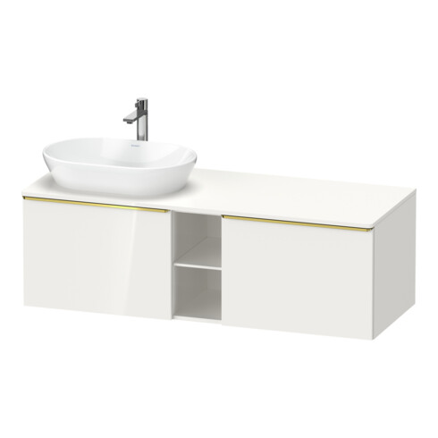 Duravit Meuble sous lavabo D-Neo 140x55 cm, 2 tiroirs, 1 porte, blanc brillant