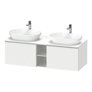 Duravit Meuble sous lavabo D-Neo 140x55 cm, 2 tiroirs, 1 porte, blanc brillant/acier mat