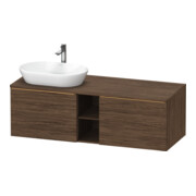 Duravit Meuble sous-lavabo D-Neo 140x55 cm, 2 tiroirs, 1 porte, blanc brillant, bois foncé