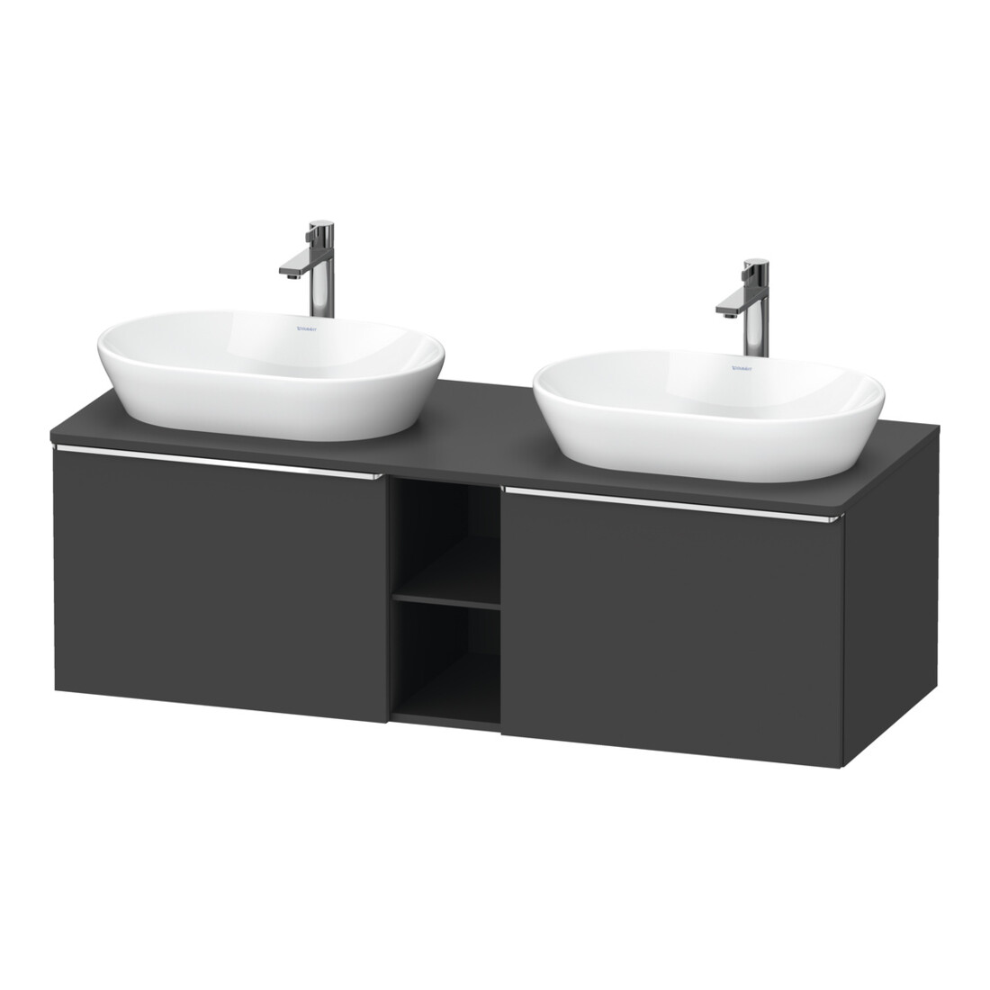 Duravit Meuble sous-lavabo D-Neo 140x55 cm, 2 tiroirs, 1 porte, blanc brillant/chêne Graphite