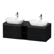 Duravit Meuble sous lavabo D-Neo 140x55 cm, 2 tiroirs, 1 porte, blanc brillant/ébène mat