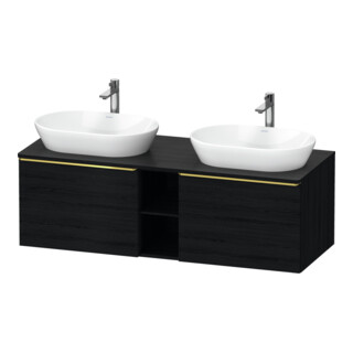 Duravit Meuble sous lavabo D-Neo 140x55 cm, 2 tiroirs, 1 porte, blanc brillant/noir mat