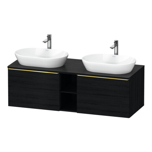 Duravit Meuble sous lavabo D-Neo 140x55 cm, 2 tiroirs, 1 porte, blanc brillant/noir mat