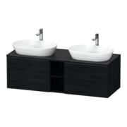 Duravit Meuble sous lavabo D-Neo 140x55 cm, 2 tiroirs, 1 porte, blanc brillant/noir mat