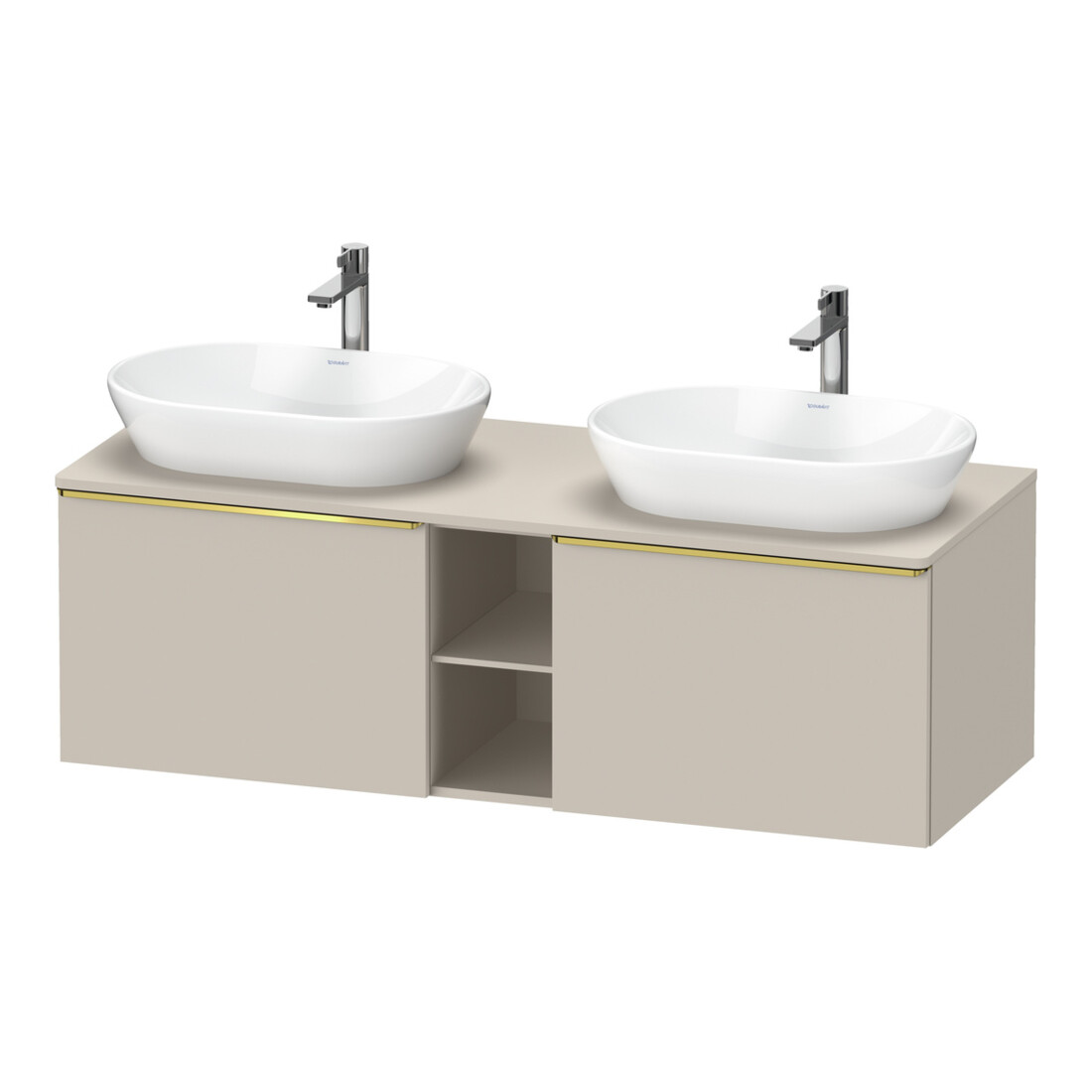 Duravit Meuble sous-lavabo D-Neo 140x55 cm, 2 tiroirs, 1 porte, blanc brillant/poussière mat