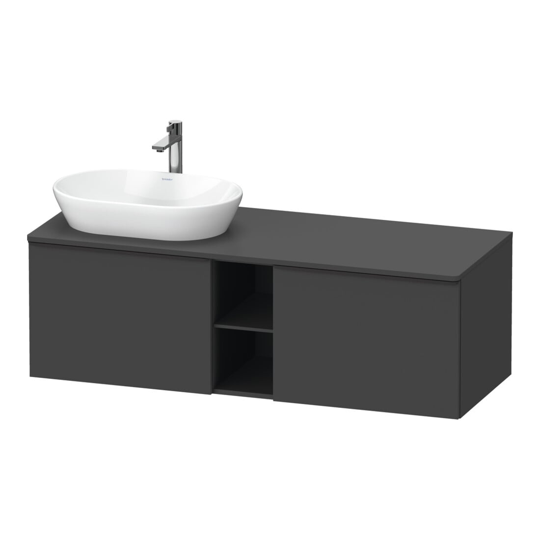 Duravit Meuble sous-lavabo D-Neo 140x55 cm, 2 tiroirs, 1 porte, blanc/Grap ma