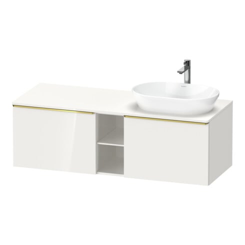 Duravit Meuble sous-lavabo D-Neo 140x55 cm, 2 tiroirs, 1 porte, blanc laqué brillant