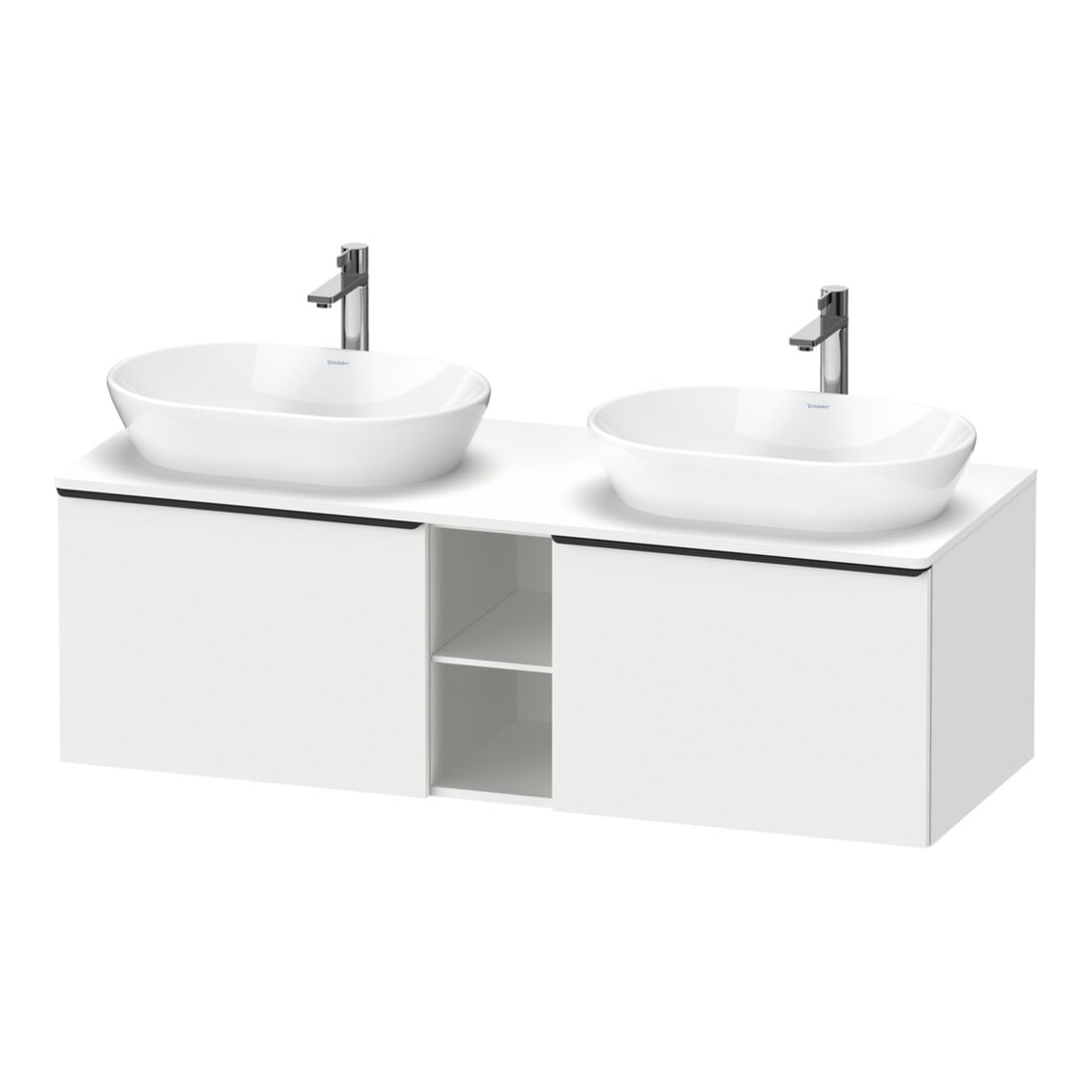 Duravit Meuble sous lavabo D-Neo 140x55 cm, 2 tiroirs, 1 porte, blanc mat/bois noir
