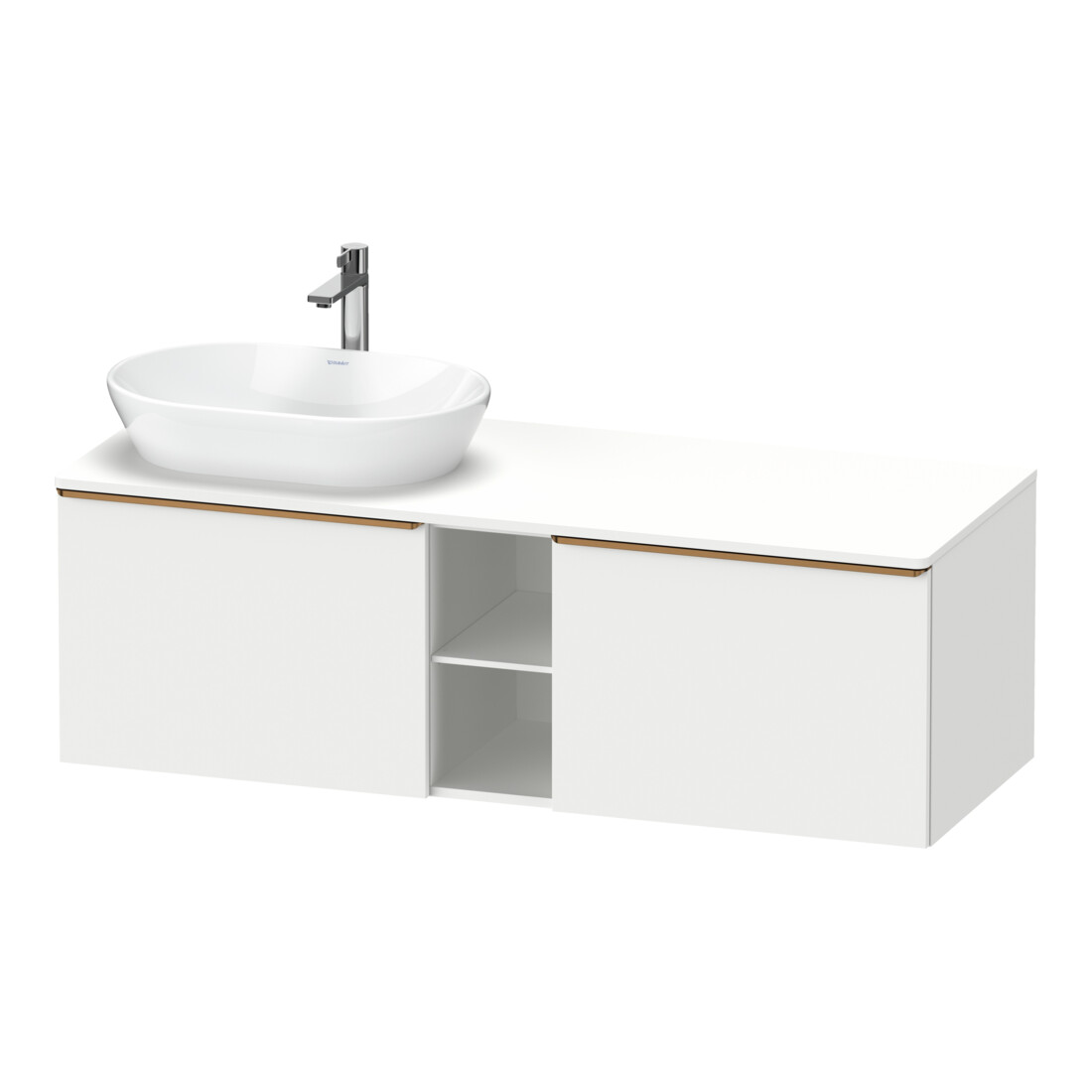 Duravit Meuble sous lavabo D-Neo 140x55 cm, 2 tiroirs, 1 porte, bronzé mat/bois