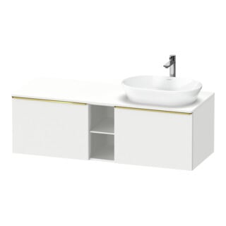 Duravit Meuble sous-lavabo D-Neo 140x55 cm, 2 tiroirs, 1 porte, chêne gris/blanc laqué