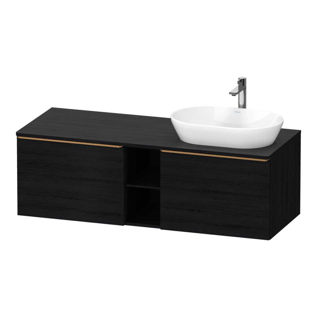Duravit Meuble sous lavabo D-Neo 140x55 cm, 2 tiroirs, 1 porte, chêne noir