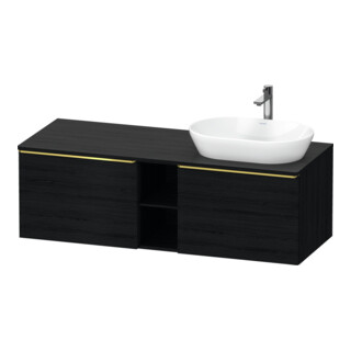 Duravit Meuble sous lavabo D-Neo 140x55 cm, 2 tiroirs, 1 porte, chêne noir poli