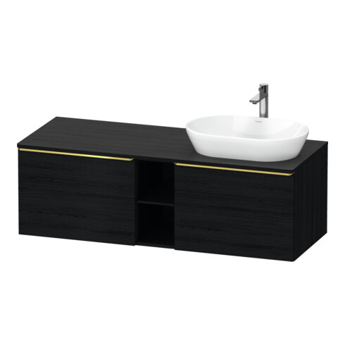 Duravit Meuble sous lavabo D-Neo 140x55 cm, 2 tiroirs, 1 porte, chêne noir poli