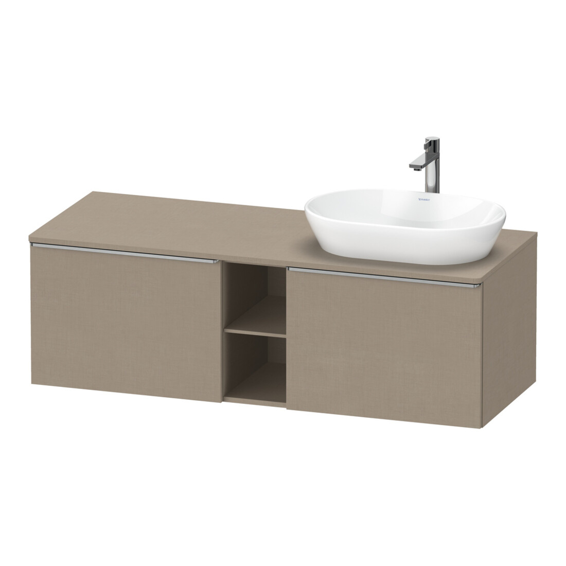Duravit Meuble sous-lavabo D-Neo 140x55 cm, 2 tiroirs, 1 porte, droite, lin texturé