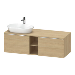 Duravit Meuble sous-lavabo D-Neo 140x55 cm, 2 tiroirs, 1 porte, gauche, chromé/chêne naturel