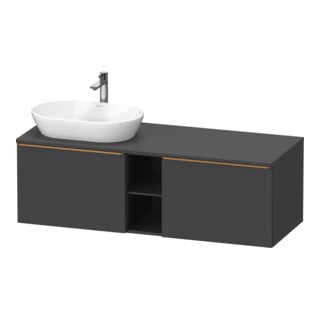 Duravit Meuble sous-lavabo D-Neo 140x55 cm, 2 tiroirs, 1 porte, gris mat