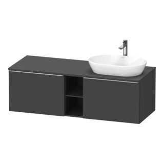 Duravit Meuble sous lavabo D-Neo 140x55 cm, 2 tiroirs, 1 porte, gris mat