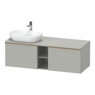 Duravit Meuble sous lavabo D-Neo 140x55 cm, 2 tiroirs, 1 porte, gris mat/lustré