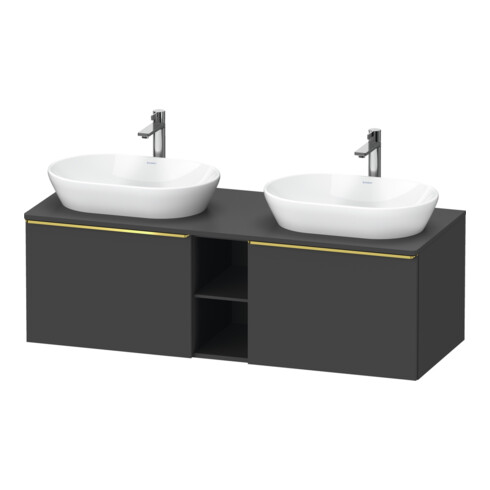Duravit Meuble sous-lavabo D-Neo 140x55 cm, 2 tiroirs, 1 porte, gris poli/gris mat