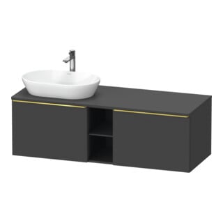 Duravit Meuble sous lavabo D-Neo 140x55 cm, 2 tiroirs, 1 porte, gris poli/gris mat