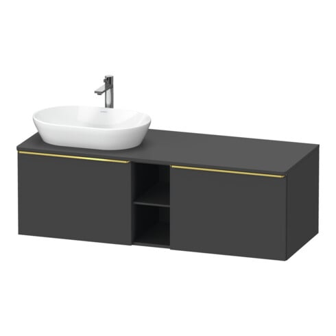 Duravit Meuble sous lavabo D-Neo 140x55 cm, 2 tiroirs, 1 porte, gris poli/gris mat