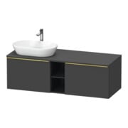 Duravit Meuble sous lavabo D-Neo 140x55 cm, 2 tiroirs, 1 porte, gris poli/gris mat