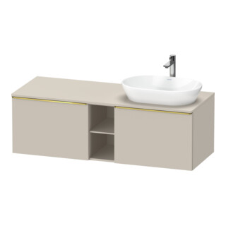 Duravit Meuble sous-lavabo D-Neo 140x55 cm, 2 tiroirs, 1 porte, gris poli/Taupe mat