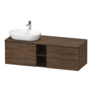Duravit Meuble sous lavabo D-Neo 140x55 cm, 2 tiroirs, 1 porte, L, noir/noisette foncé